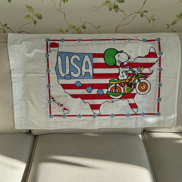 Vintage Peanuts See America First Pillowcase - World Trade Center - Made in USA - Picture 8 of 13